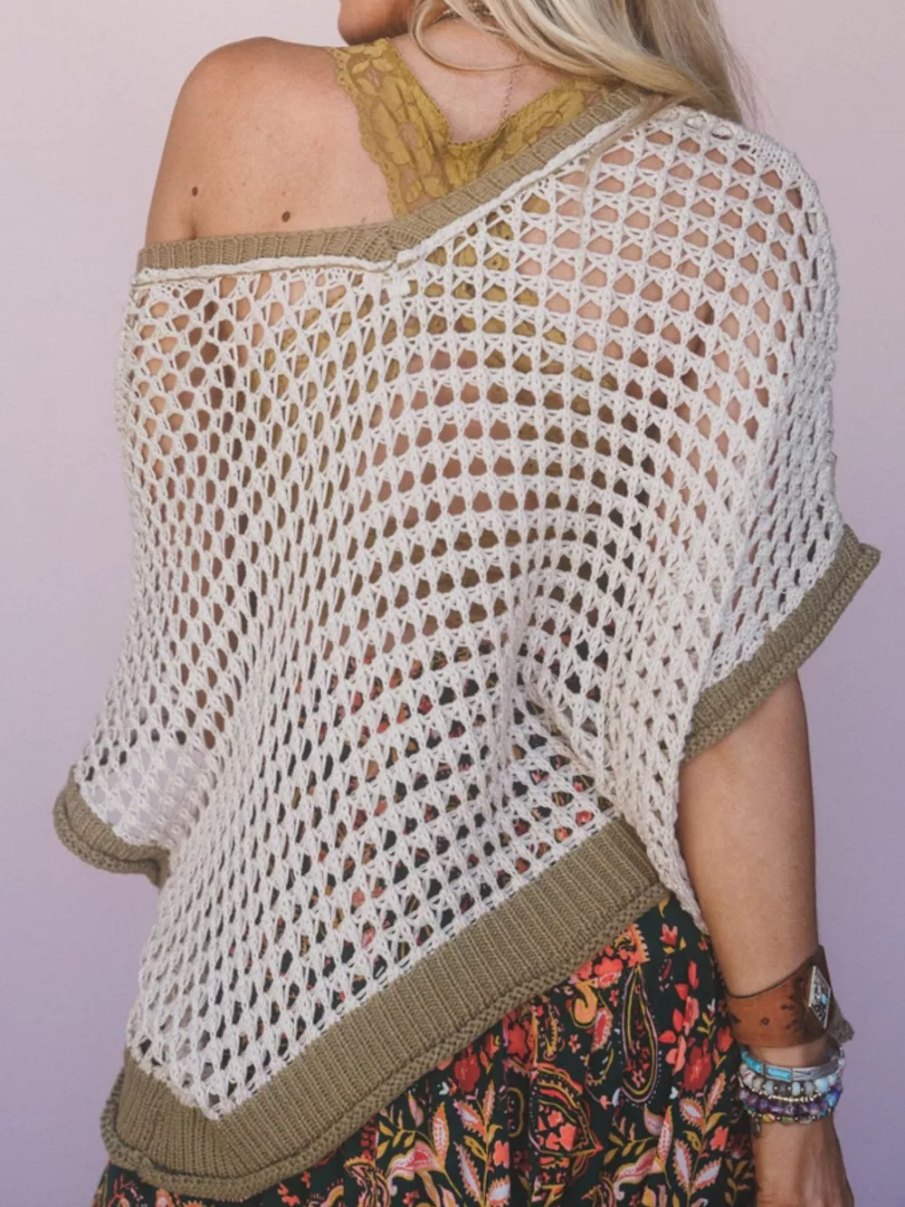 Peace Sign Crochet Knit Cover Up, image 10