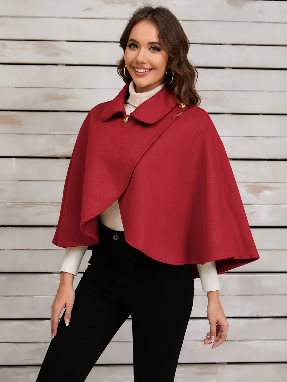 Collared Neck Cropped Cape, image 5