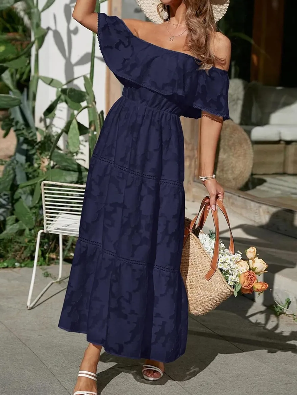 Ruched Off Shoulder Short Sleeve Midi Dress, image 7