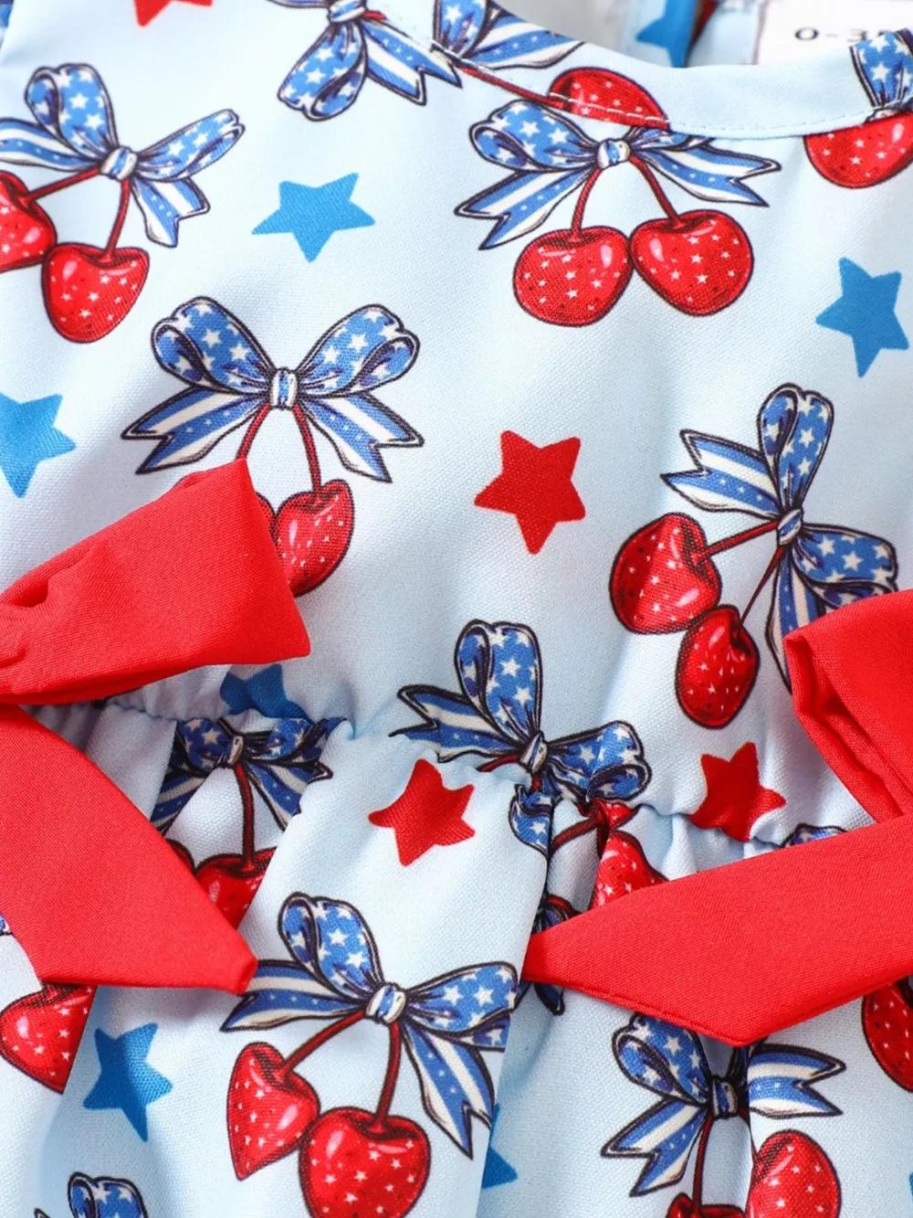 Children's Cherry Print Ruffle Sleeve One-Piece, image 3