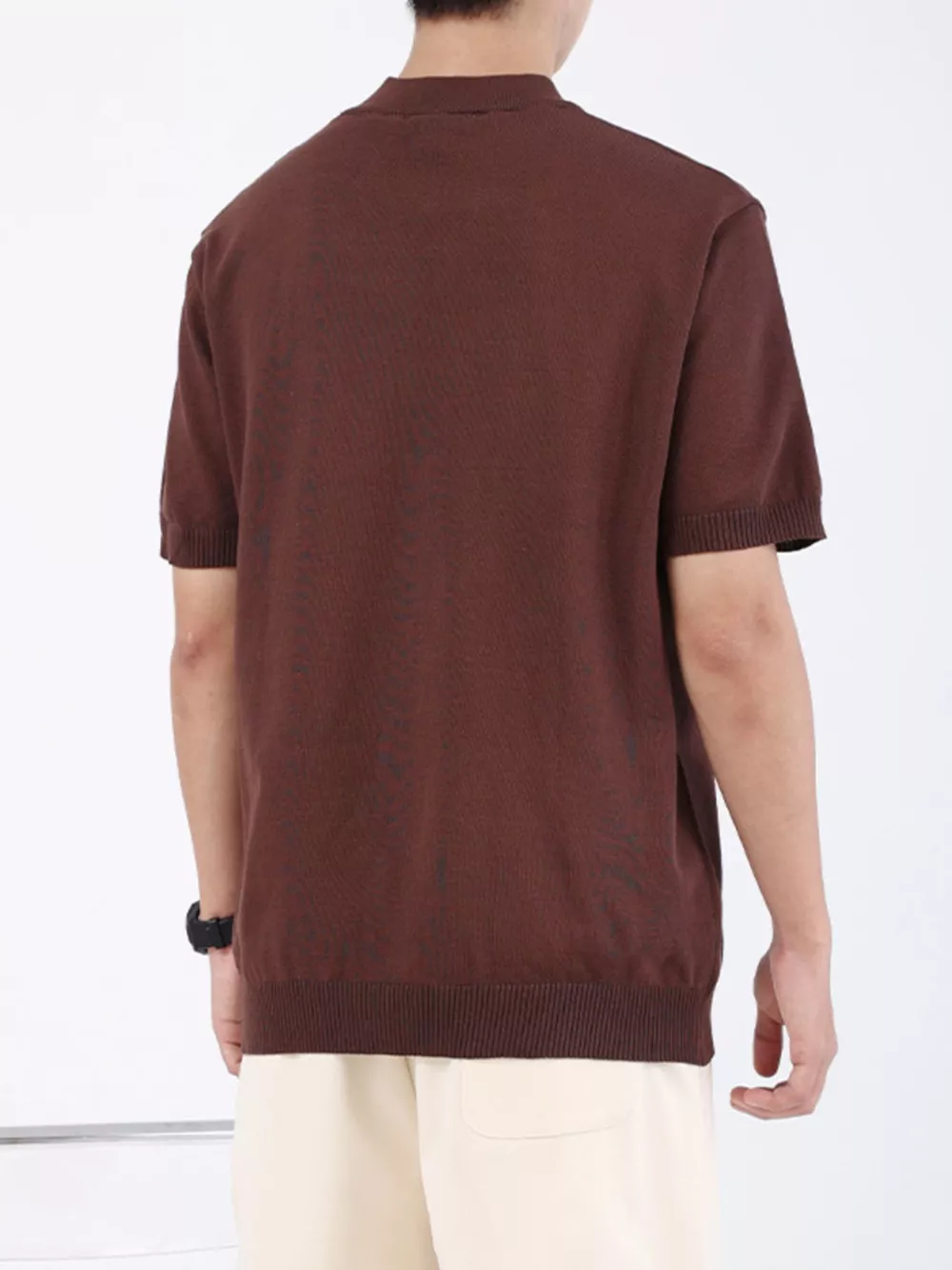 Men's Plus Size Mock Neck Knitted T-Shirt, image 12
