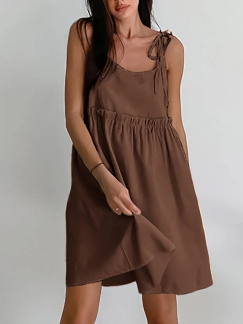 Tie-Shoulder Frill Mini Dress, image 8