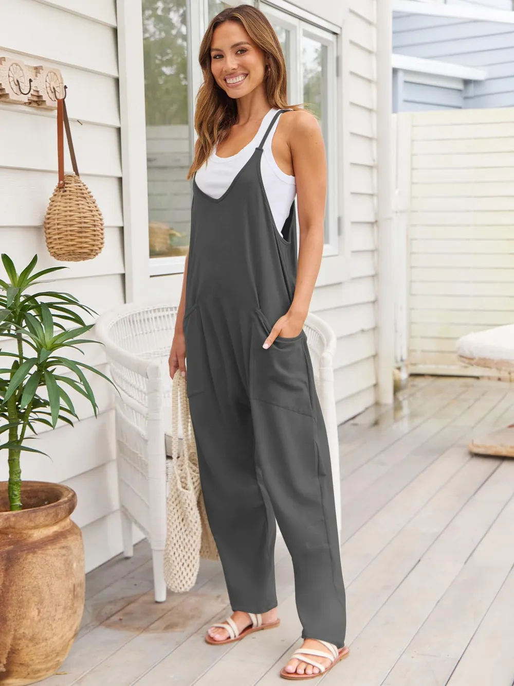 V-Neck Spaghetti Strap Jumpsuit, image 15