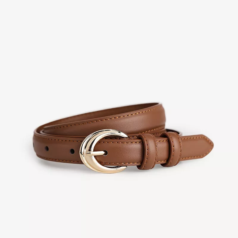 Leather Belt with Golden Buckle, image 5