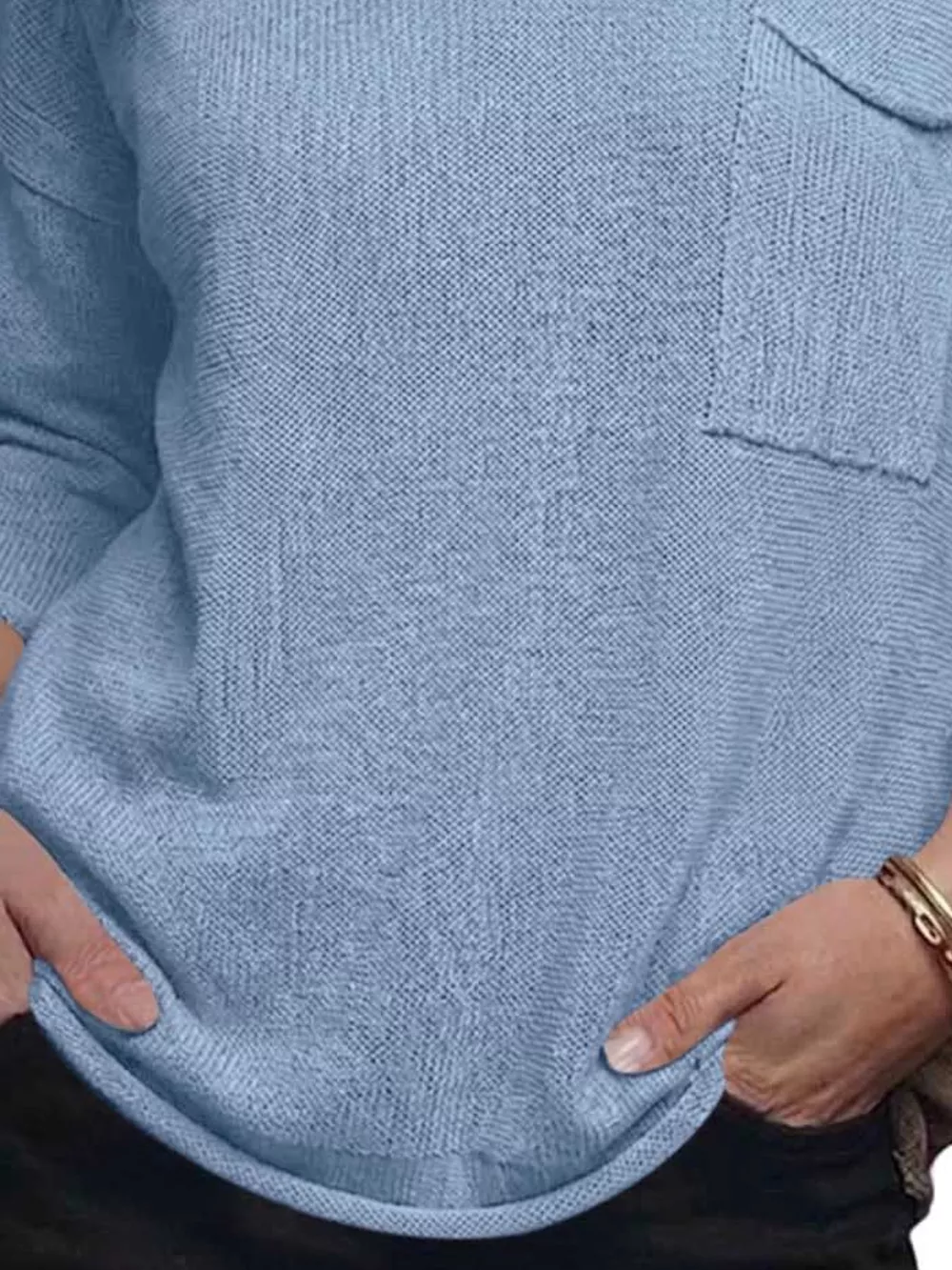 V-Neck Chest Pocket Knit Top, image 18
