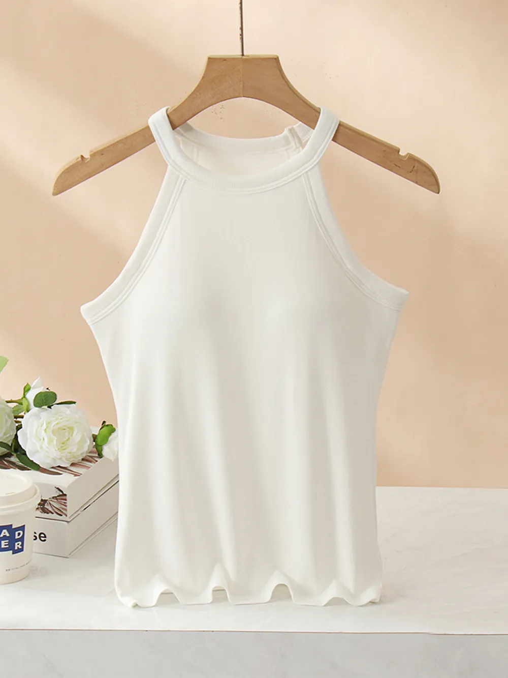 Grecian Neck Tank With Chest Pads, image 14