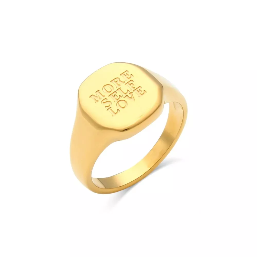 18K Gold-Plated Letter Signet Ring, image 3
