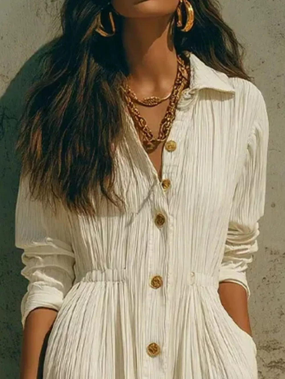 Full Size Textured Button Down Long Sleeve Maxi Dress Plus Size, image 2