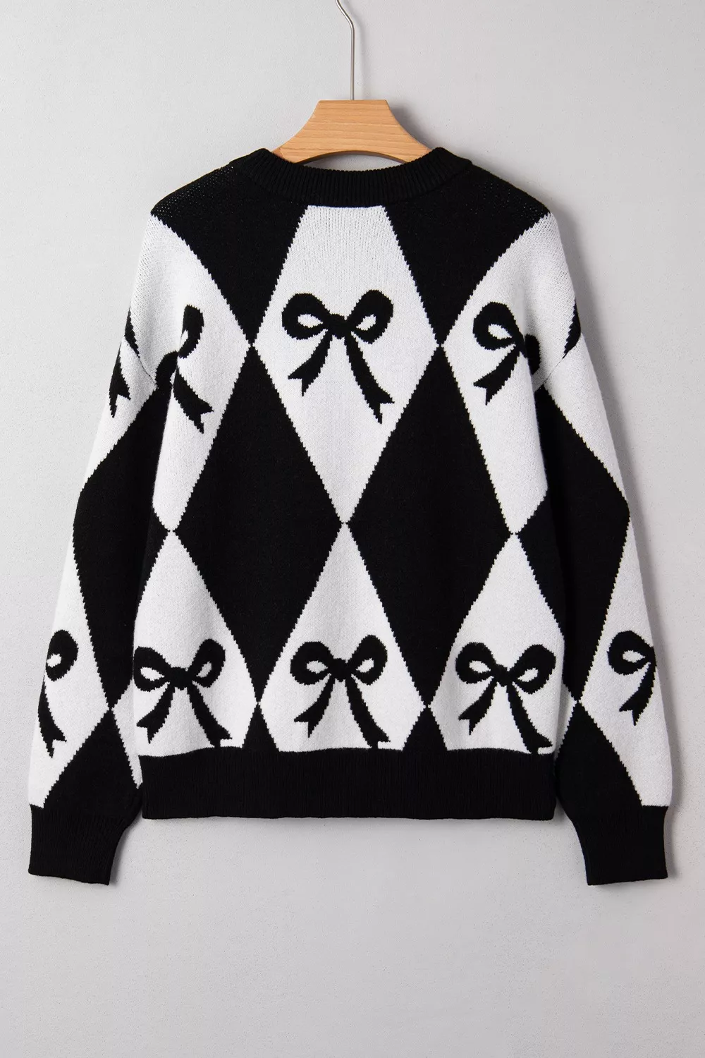 Bow Pattern Long Sleeve Contrast Sweater, image 3