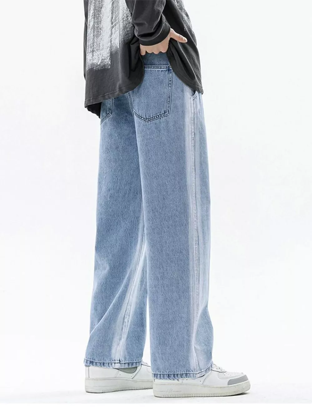 Men's Full Size Drawstring Relaxed Fit Wide Leg Jeans Plus Size, image 14