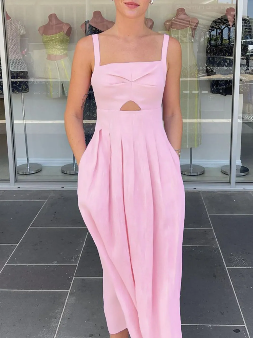 Cutout Square Neck Cami Dress, image 8