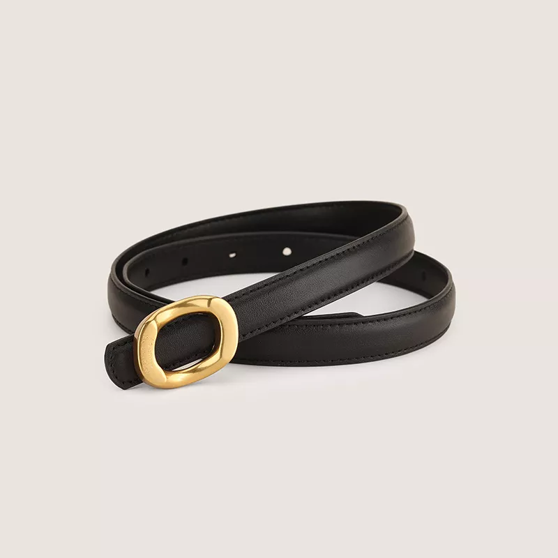 Gold Buckle Leather Belt, image 2