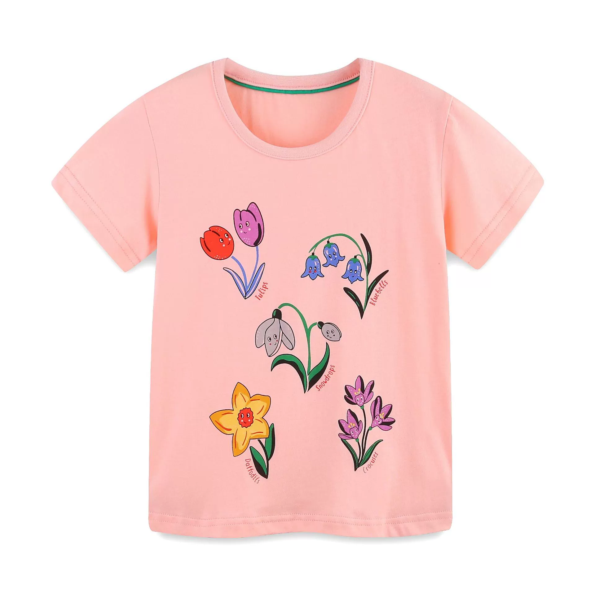 Children's Flower Round Neck Short Sleeve Tee Set, image 3