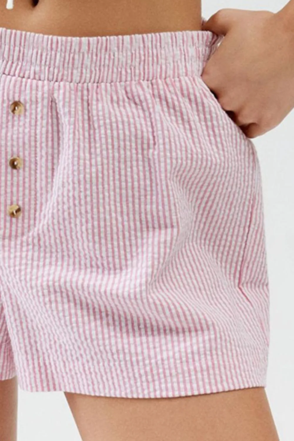Striped Elastic Waist Shorts, image 11
