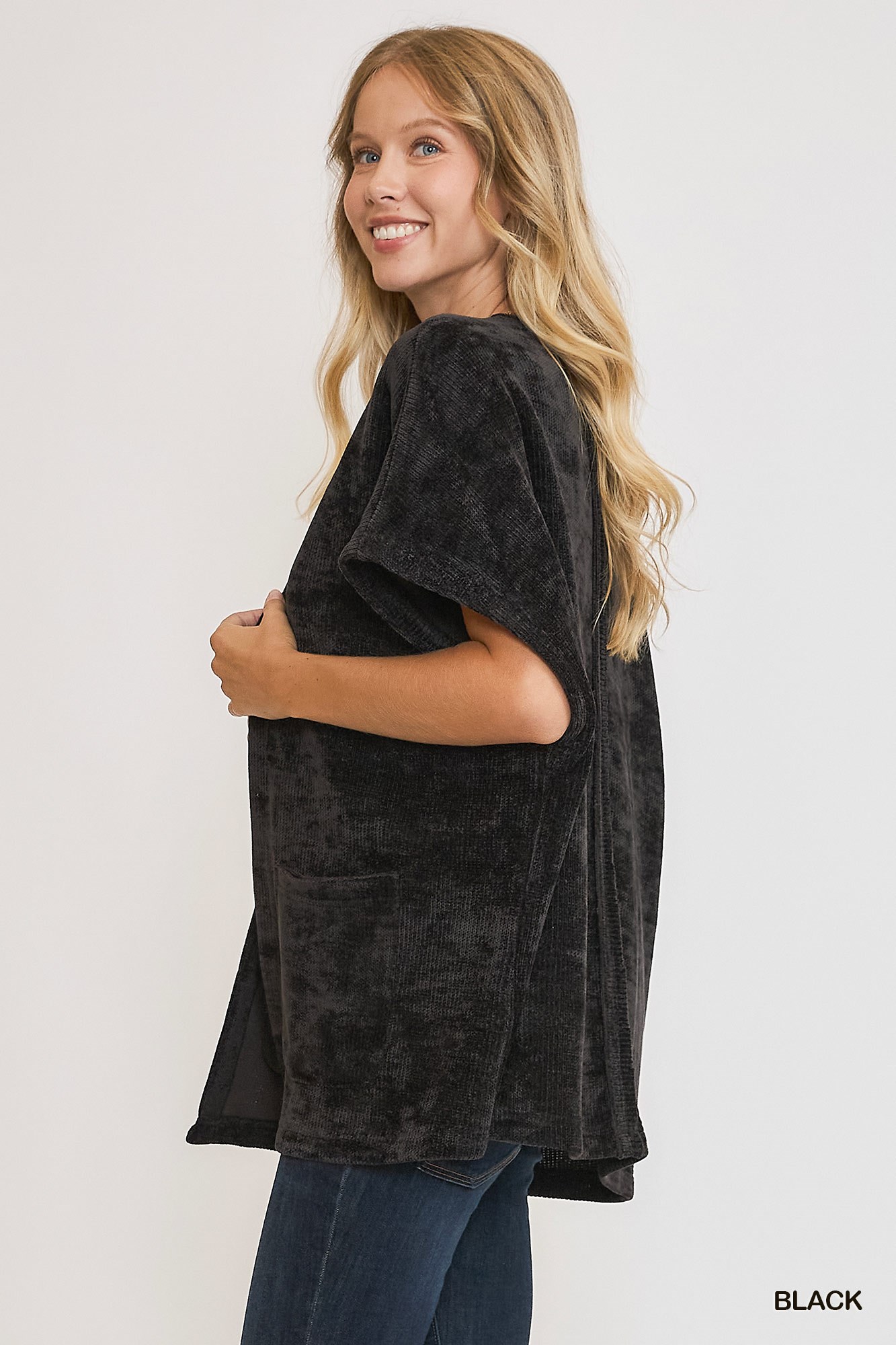 Open Front Knit Cardigan with Front Pockets, image 2