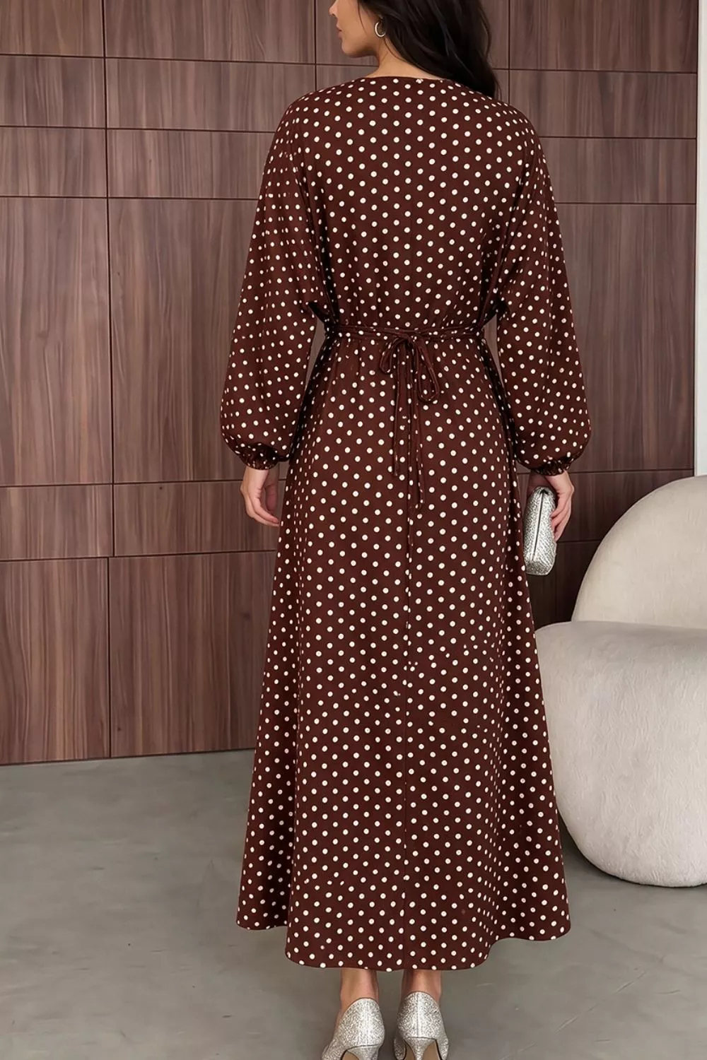 Polka Dot Long Sleeve Maxi Dress, image 13
