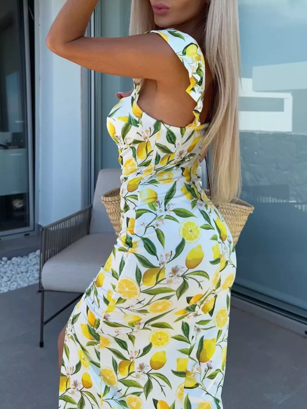 Slit Sweetheart Neck Midi Dress, image 7