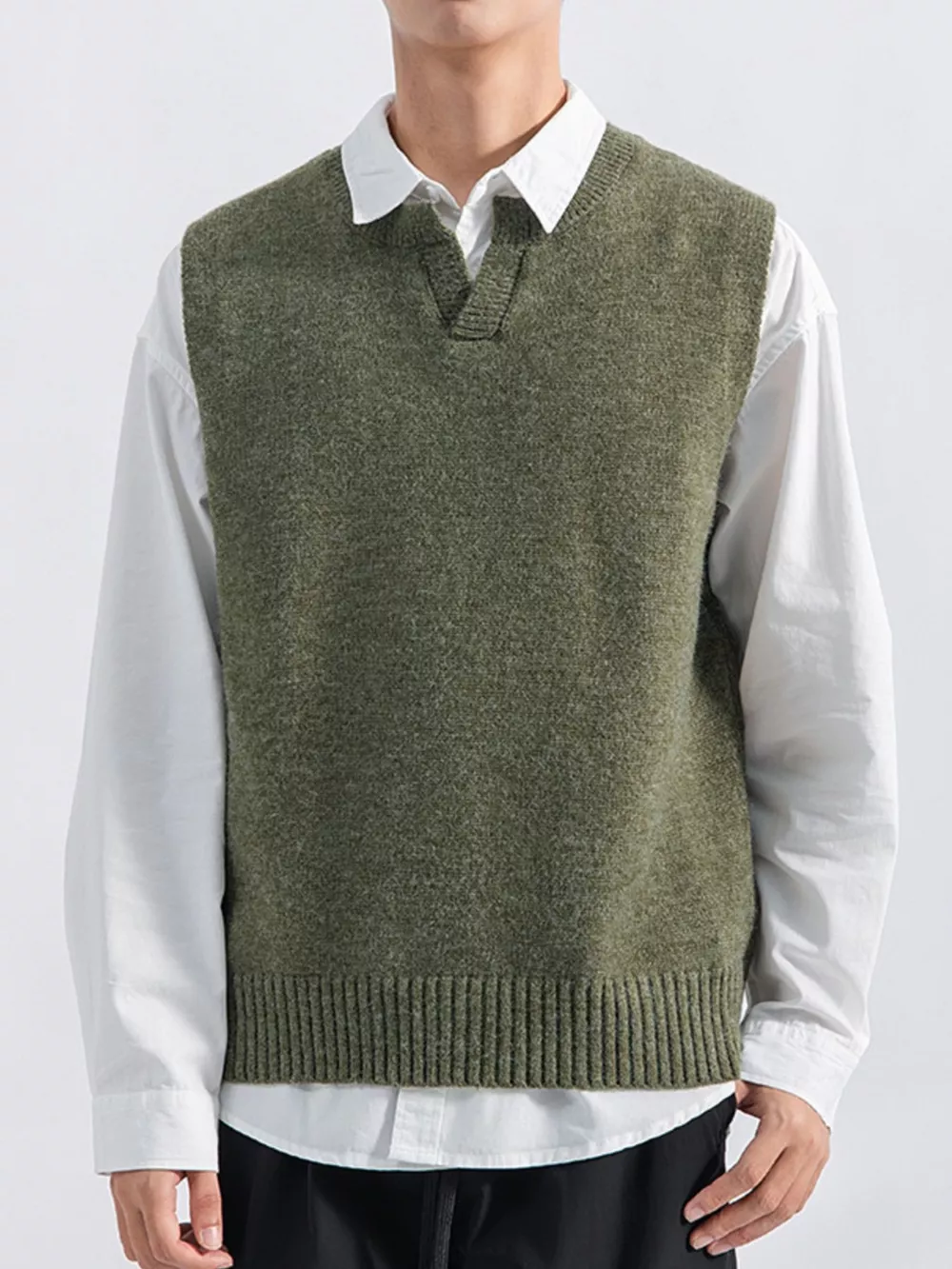 Men's Plus Size Ribbed Hem Sweater Vest