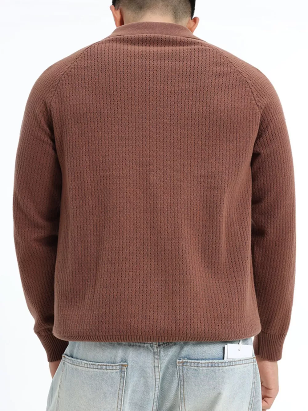 Men's Plus Size Textured Polo Collar Knit Top, image 4