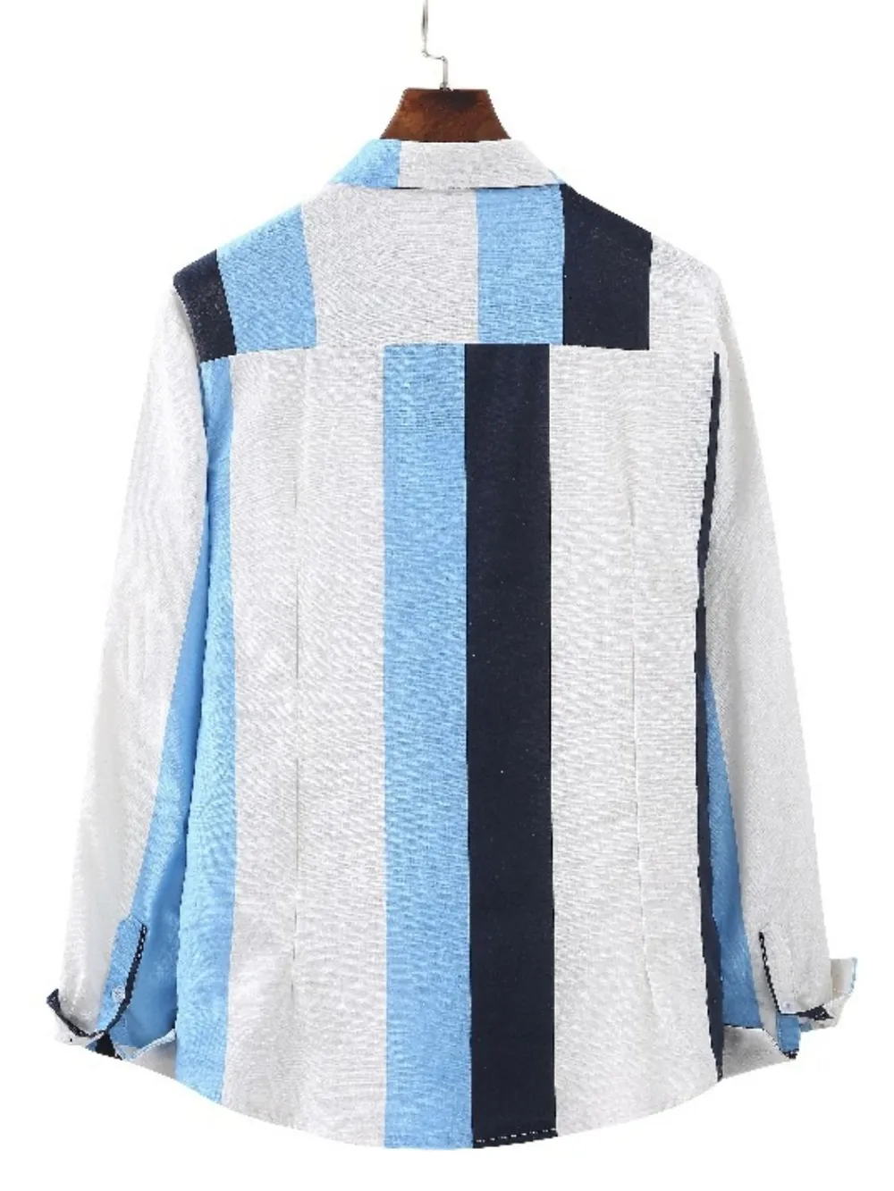Men's Plus Size Striped Button Up Long Sleeve· Shirt, image 3