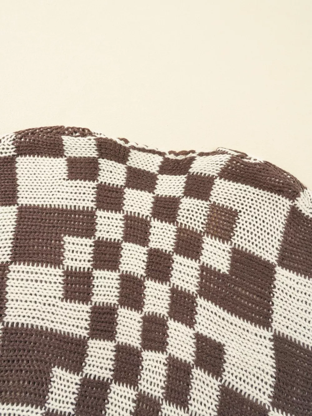 Checkerboard Pattern Sweater Cardigan, image 8