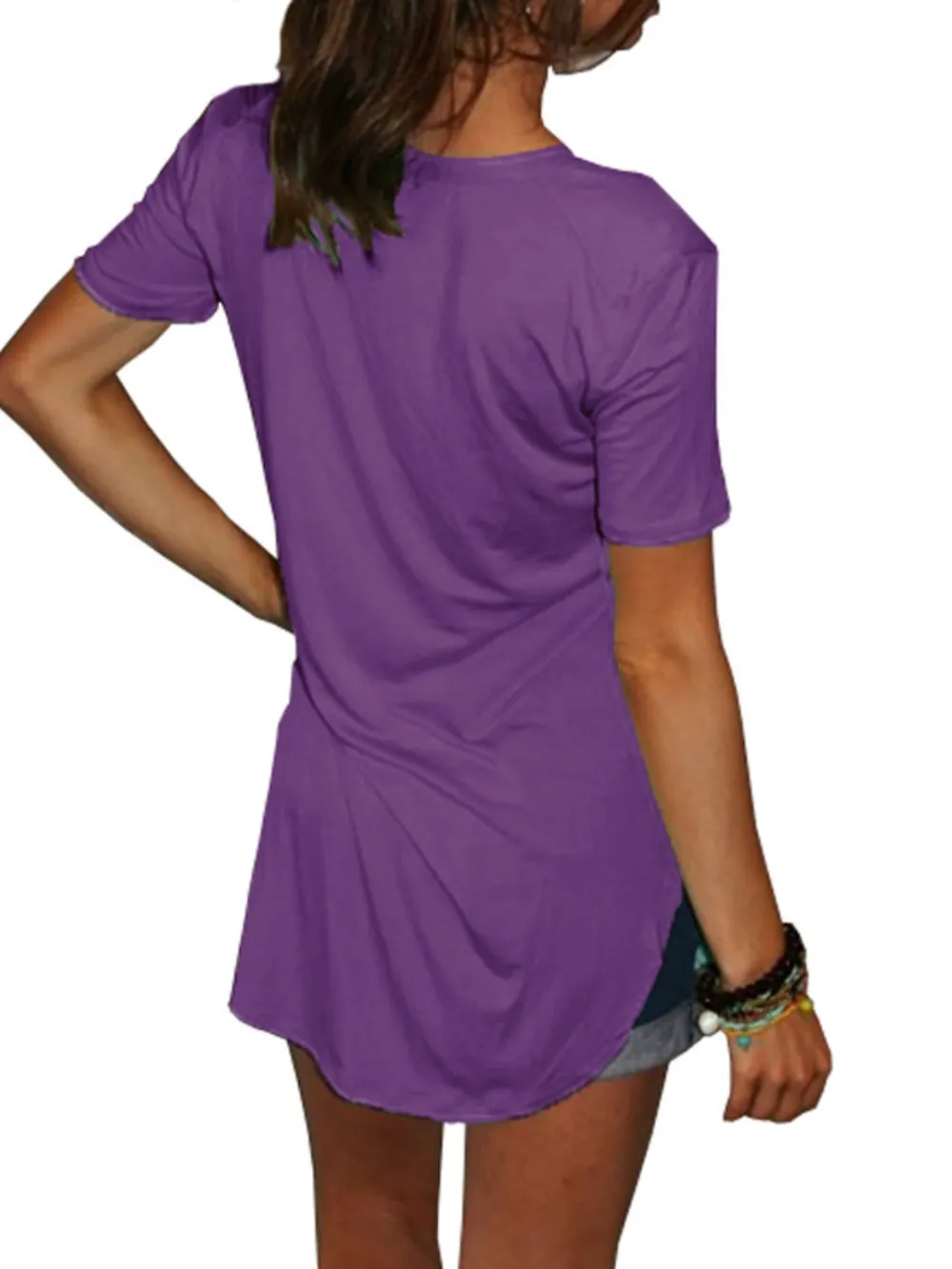 Full Size Solid V-Neck Short Sleeve T-Shirt Plus Size, image 17