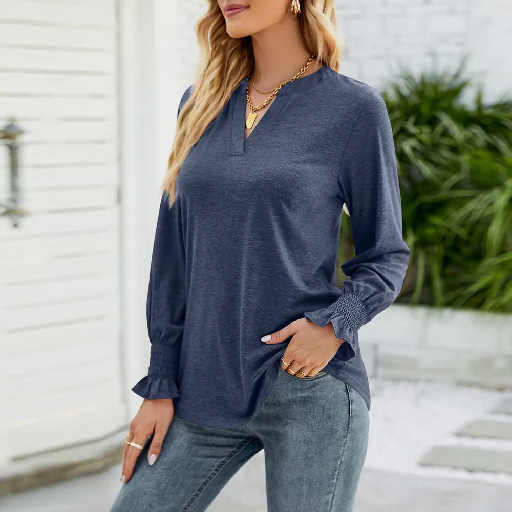 Full Size Notched Long Sleeve T-Shirt, image 4