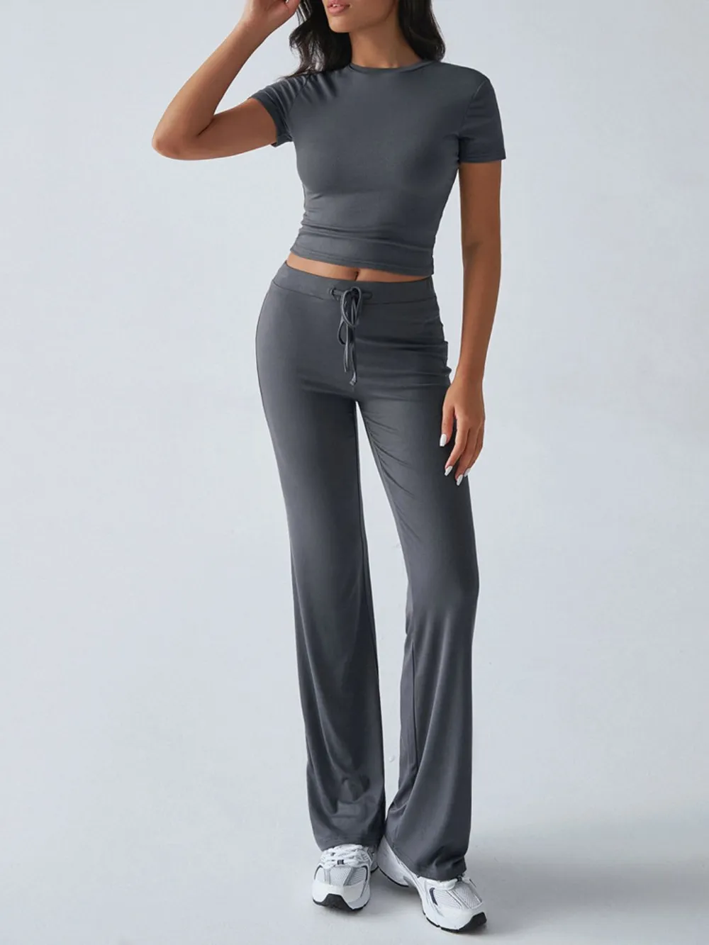 Round Neck Short Sleeve Top and Pants Set, image 18