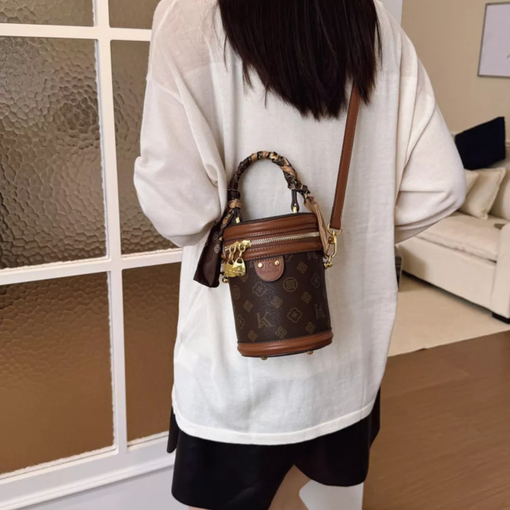 Top Handle Bucket Crossbody Bag, image 2