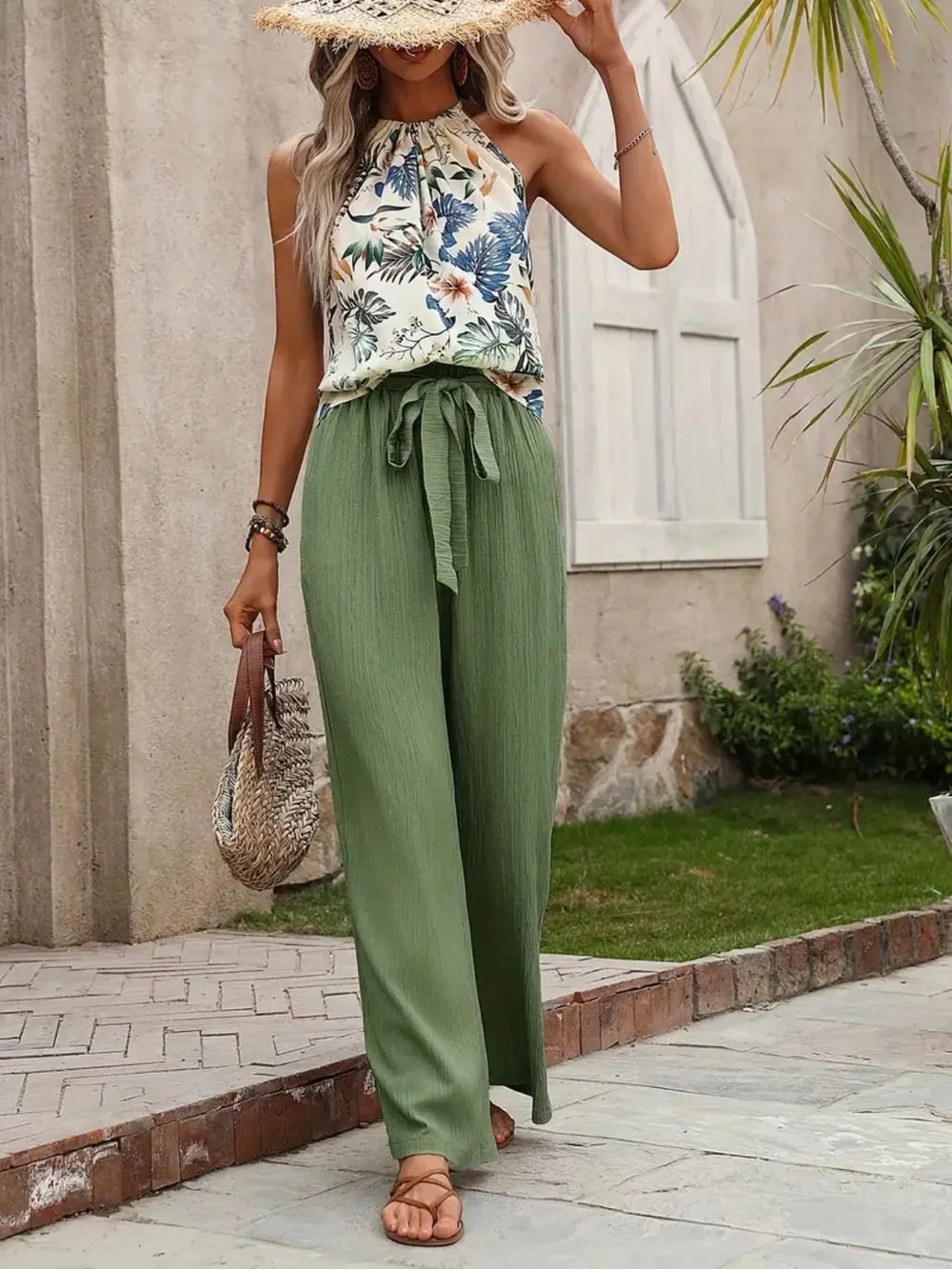 Printed Tank Top and Wide Leg Pants Set, image 18