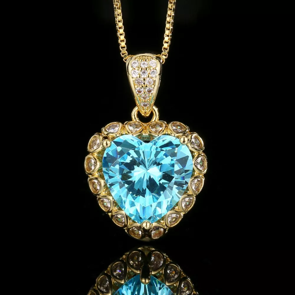 Heart-Shaped Aquamarine Pendant Necklace