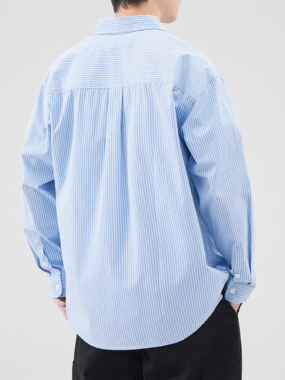 Men's Plus Size Striped Button Up Long Sleeve Shirt, image 8