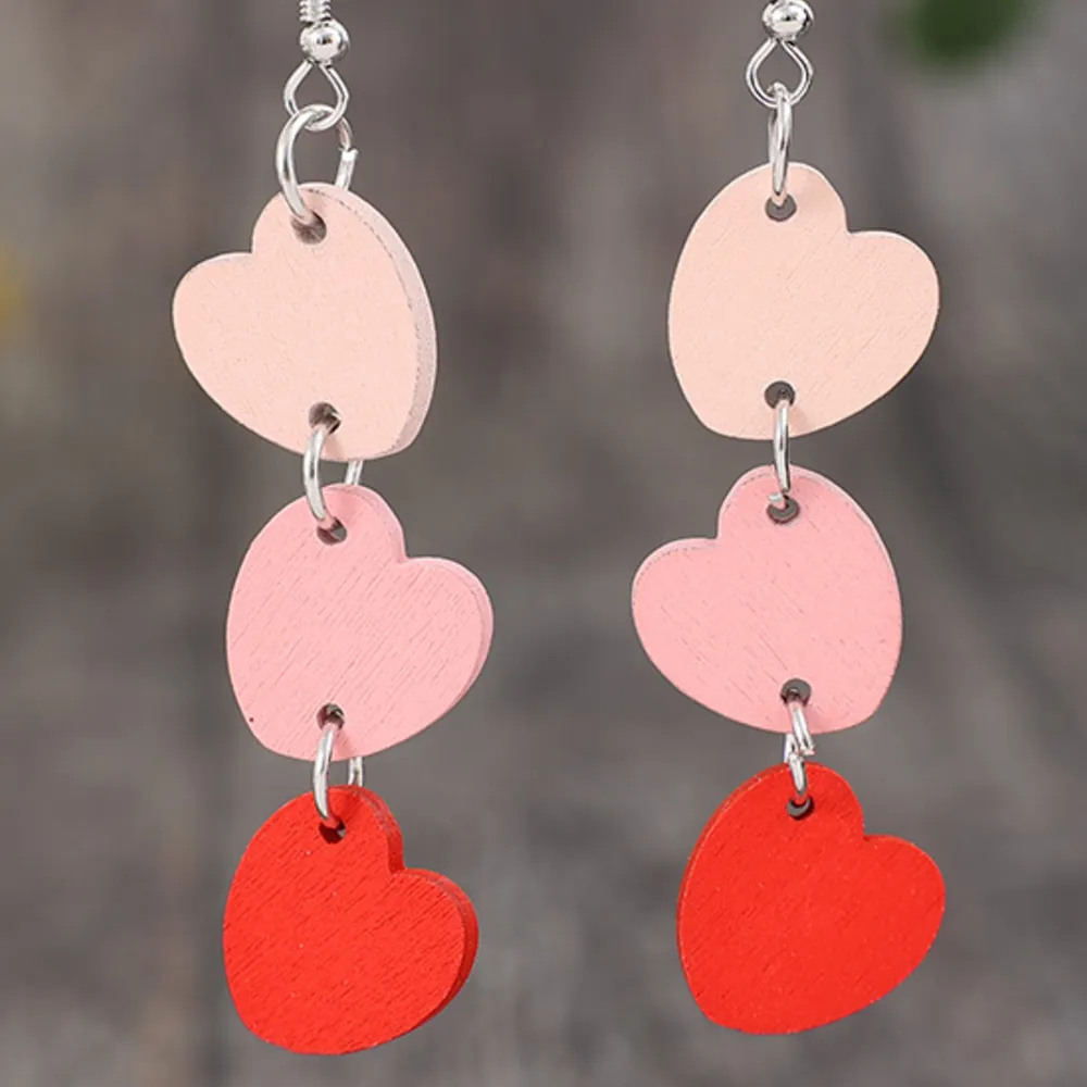 Heart Wood Dangle Earrings, image 3