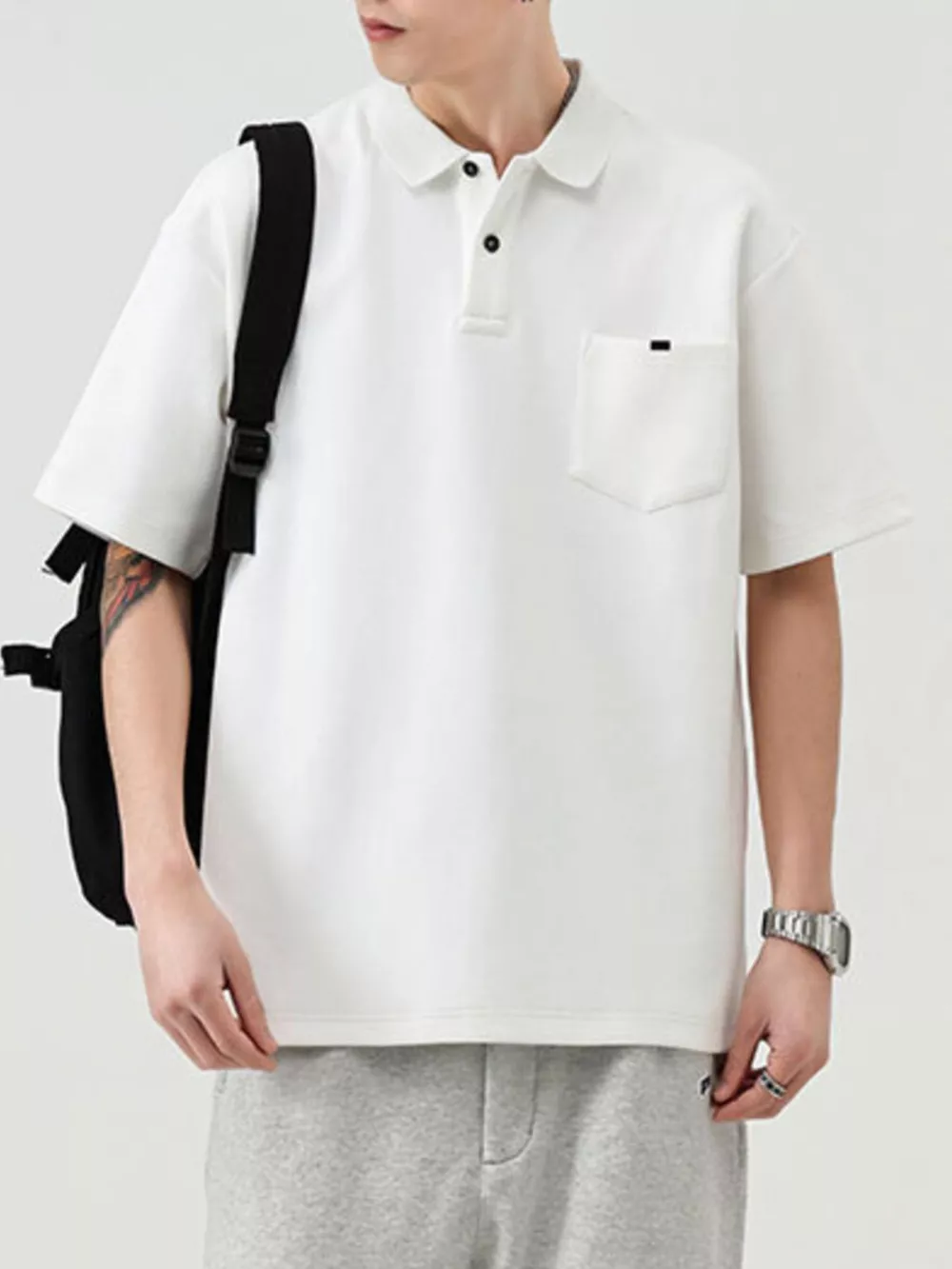 Men's Plus Size Casual Loose Fit Pocketed Polo, image 2