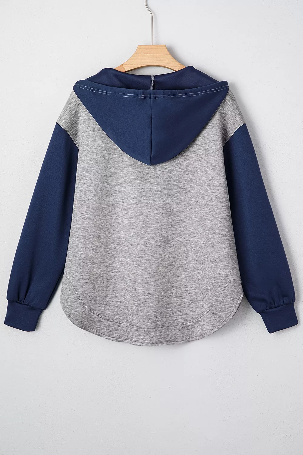 Color Block Patchwork V Neck Drawstring Hoodie, image 6