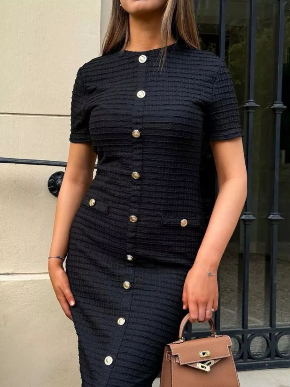 Textured Short Sleeve Midi Dress, image 14