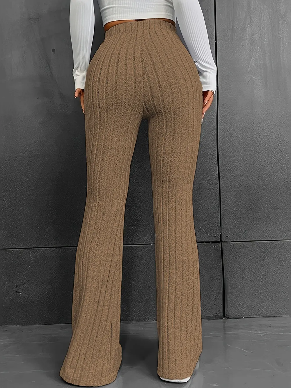 Ribbed High Waist Bootcut Pants, image 15