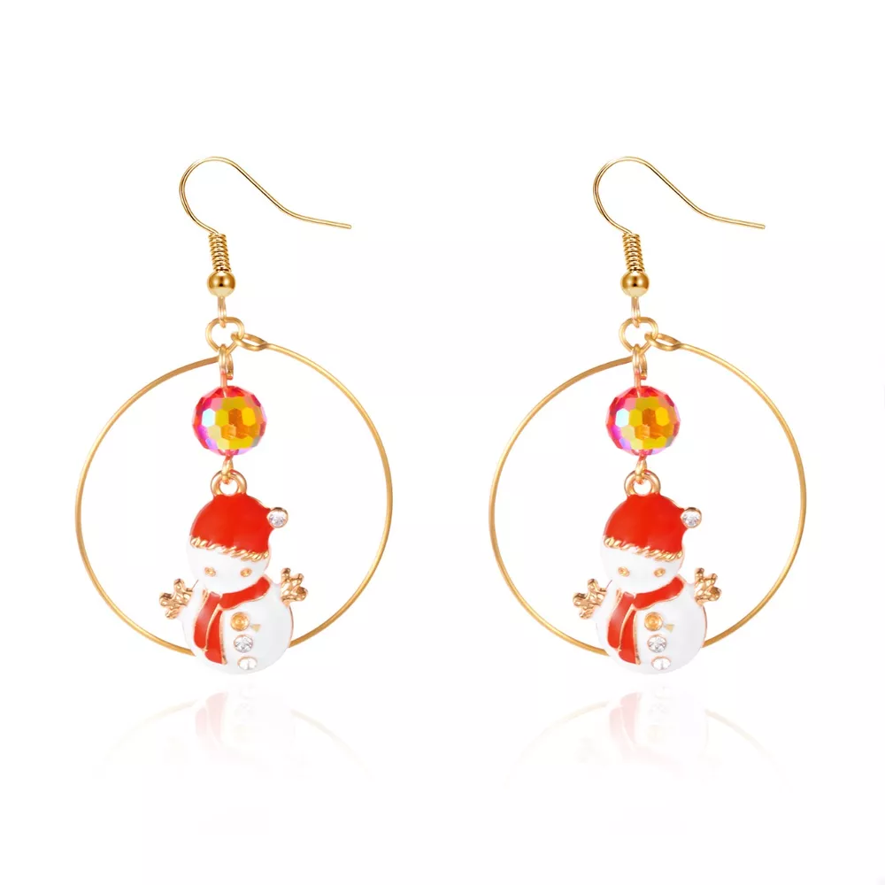 18K Gold-Plated Christmas Snowman Earrings, image 6