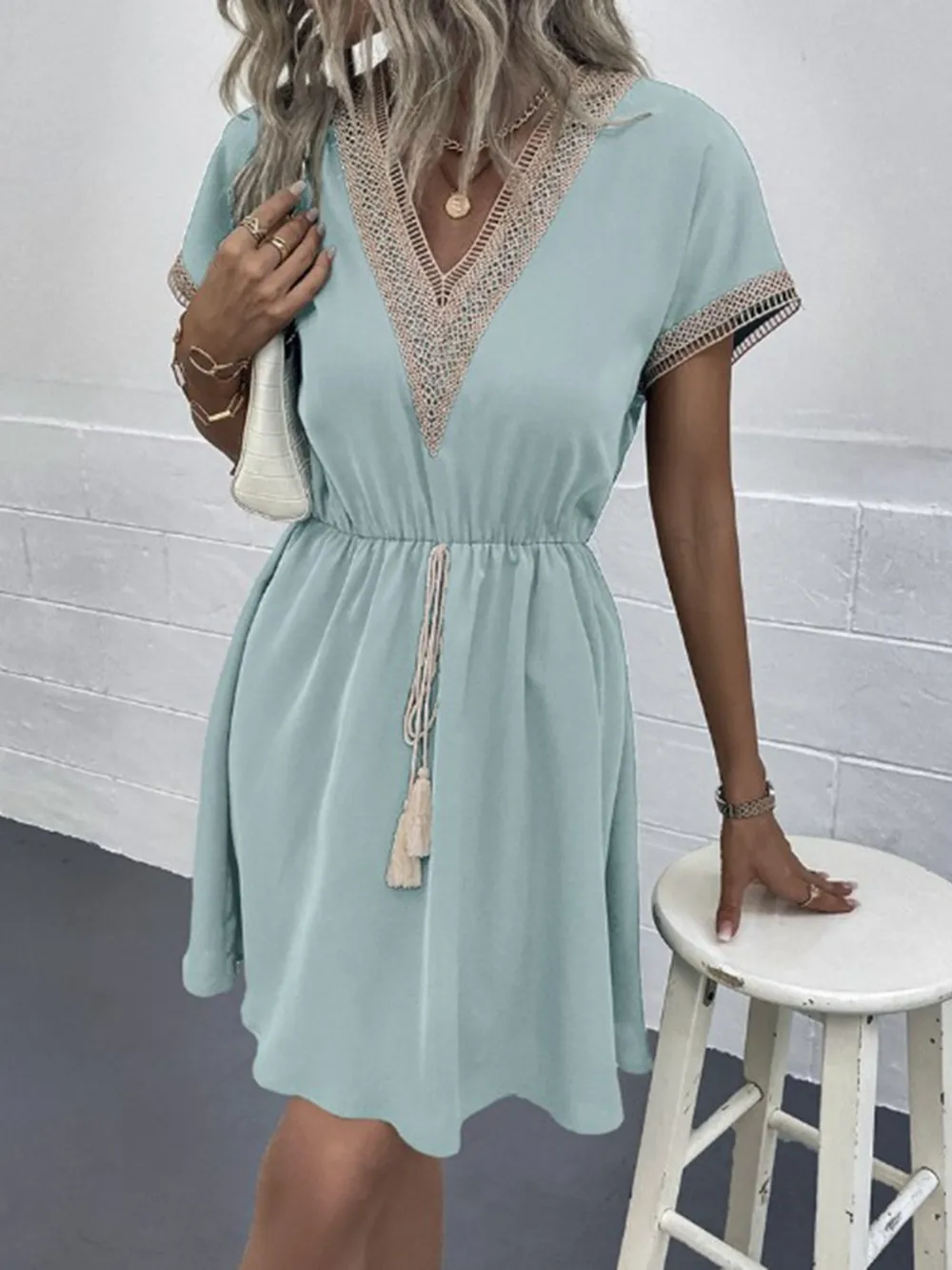 Full Size V-Neck Short Sleeve Dress Plus Size, image 11
