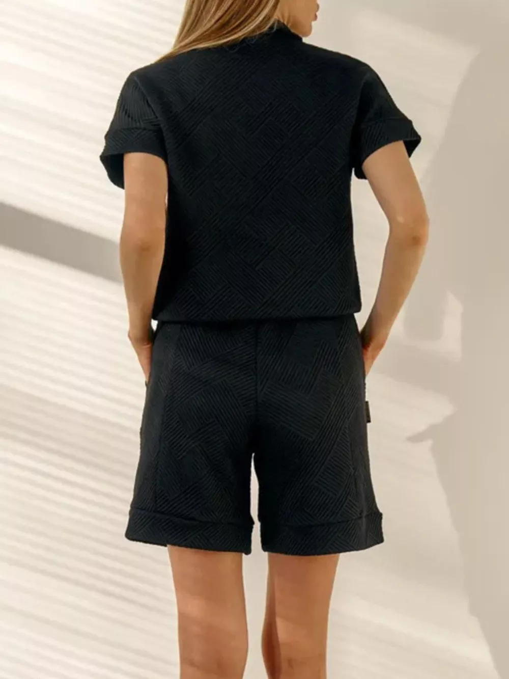 Half Zip Short Sleeve Top and Shorts Set, image 9