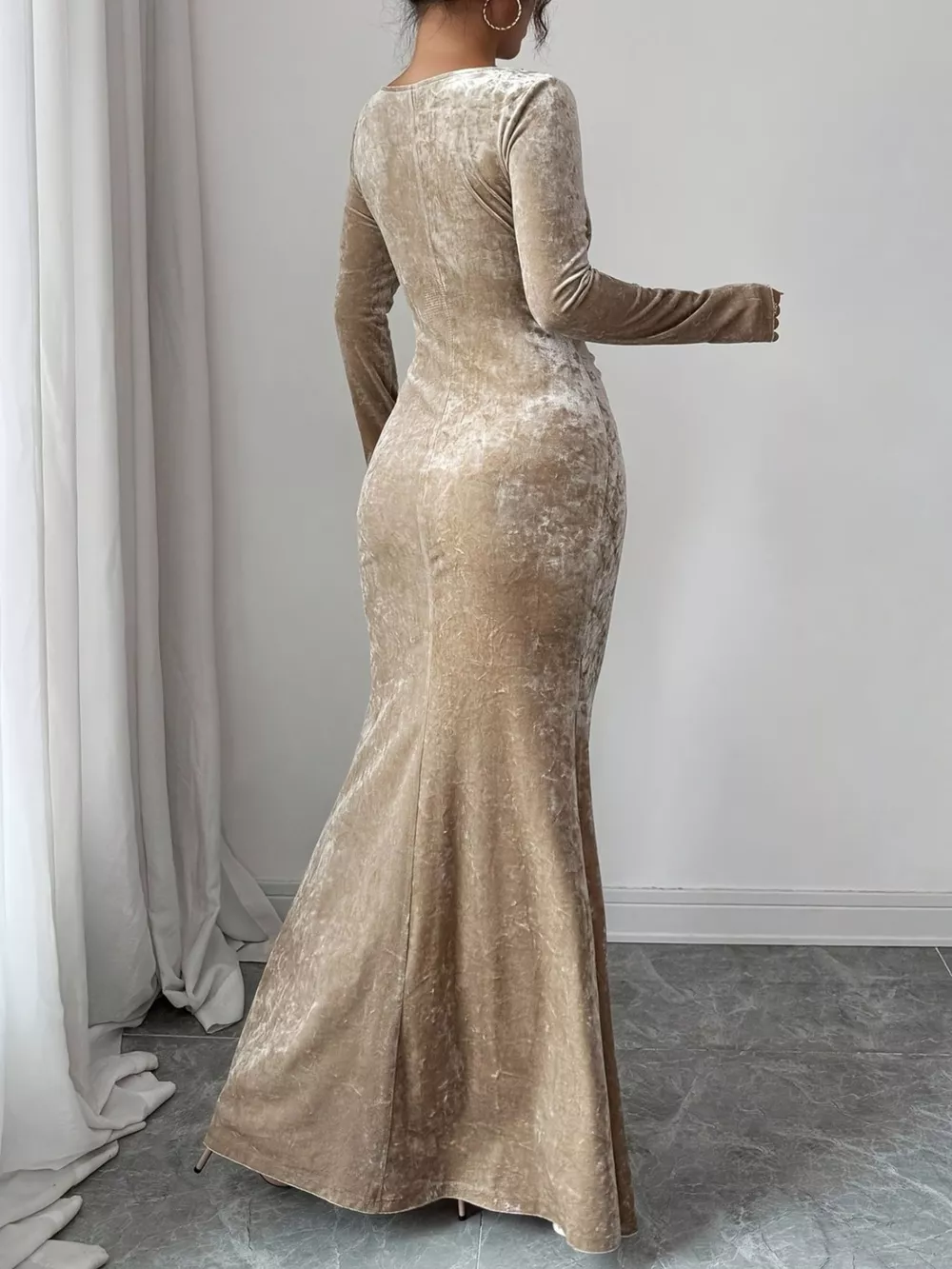 Velvet Ruched Bodycon Maxi Dress, image 5
