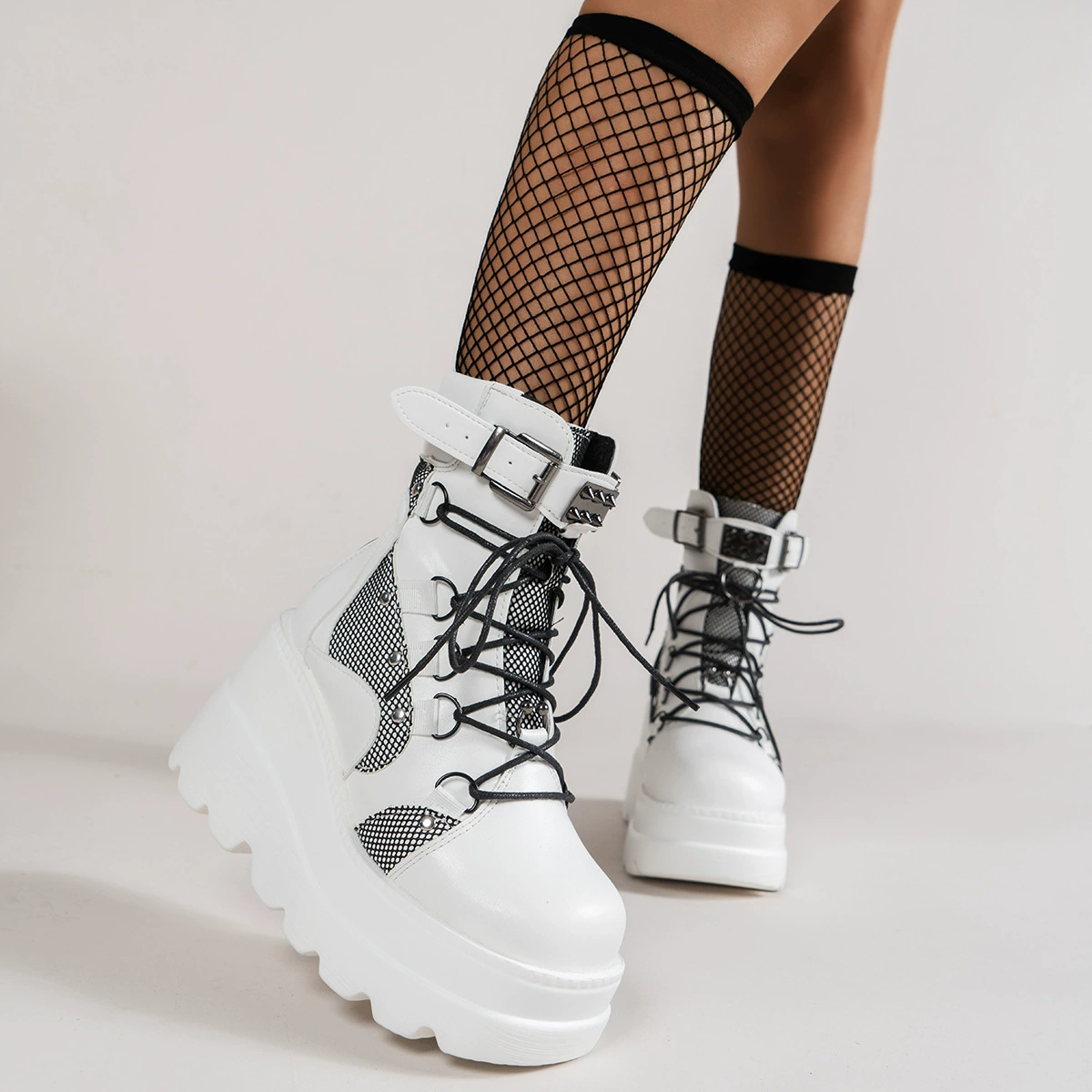 Lace Up Platform Wedge Boots, image 4