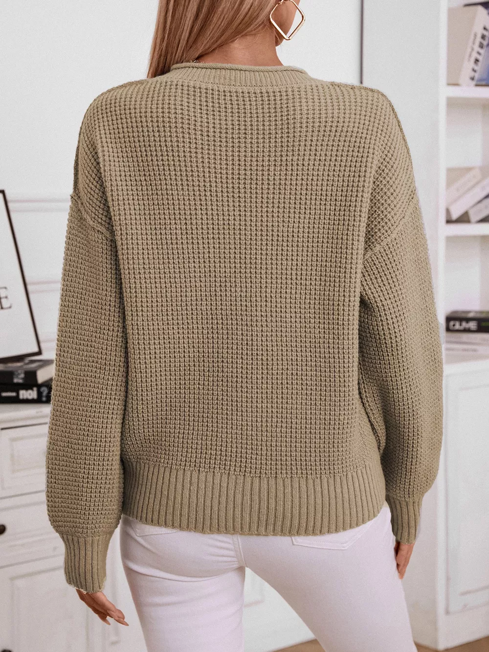 Button Detail Long Sleeve Sweater, image 3