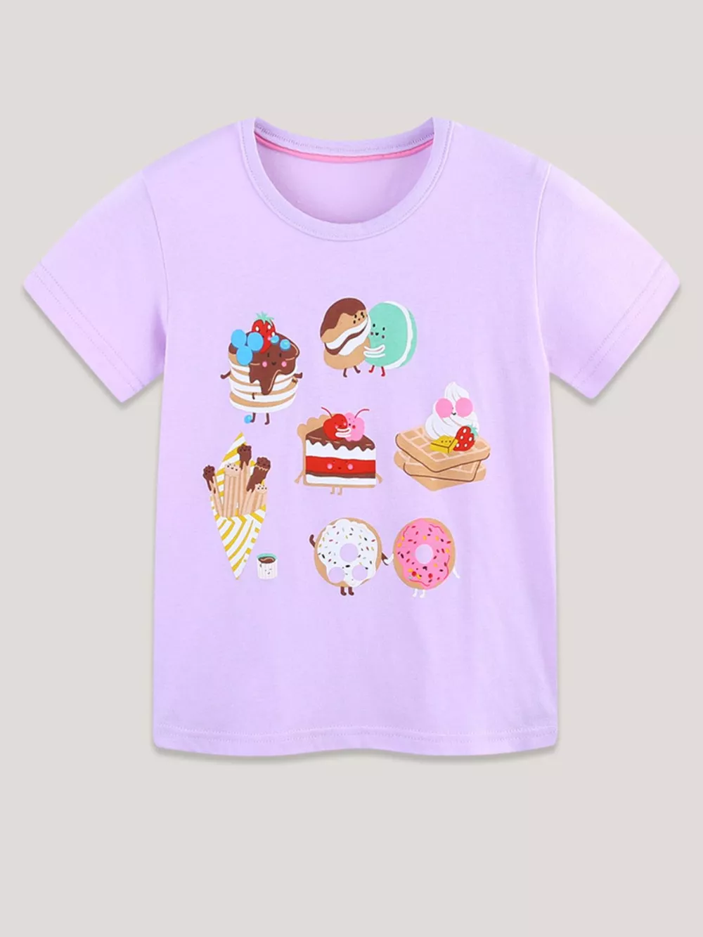 Children's Cartoon Dessert Print Short Sleeve T-Shirt