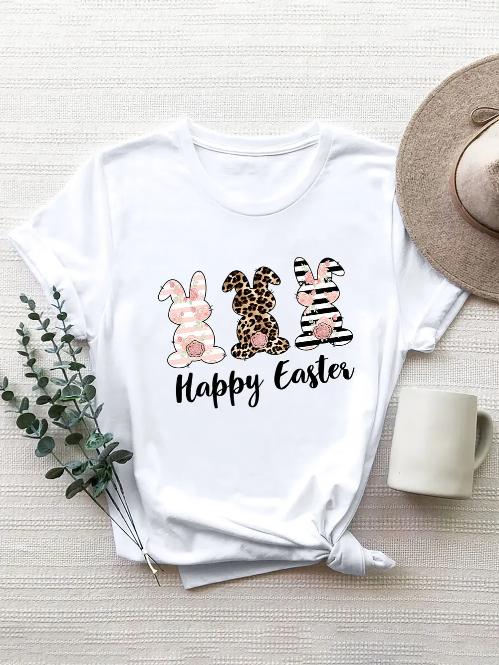 HAPPY EASTER Round Neck Short Sleeve T-Shirt, image 7