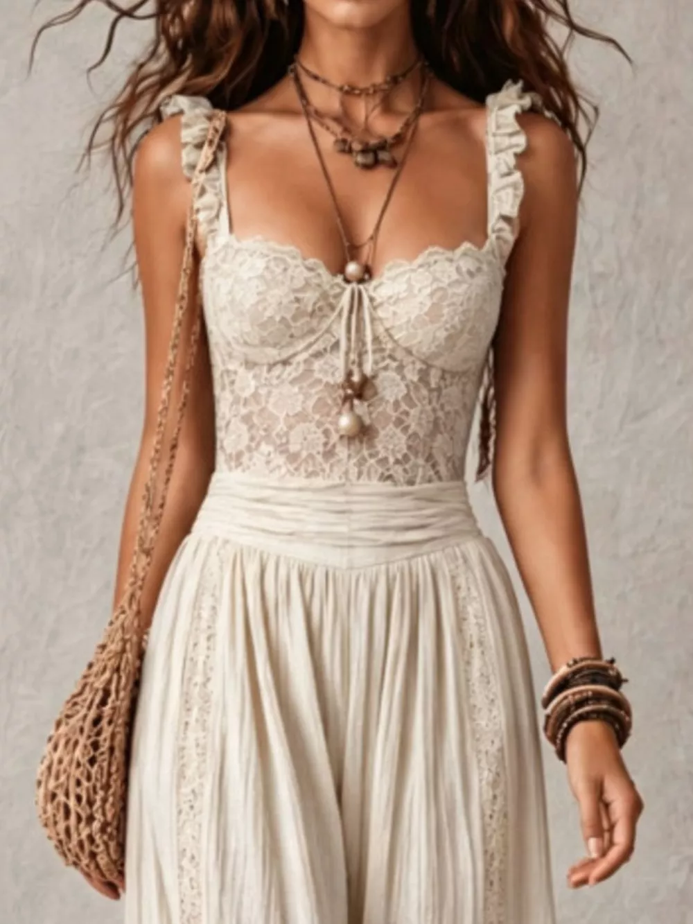 Boho Lace Corset Bodice Jumpsuit with Harem Pants, image 6
