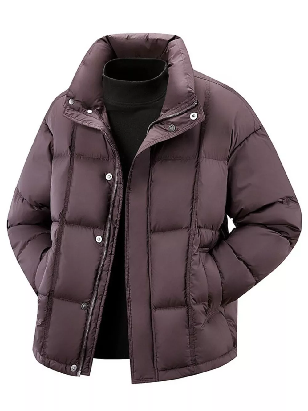 Men's Plus Size Snap Down Padded Puffer Jacket, image 7