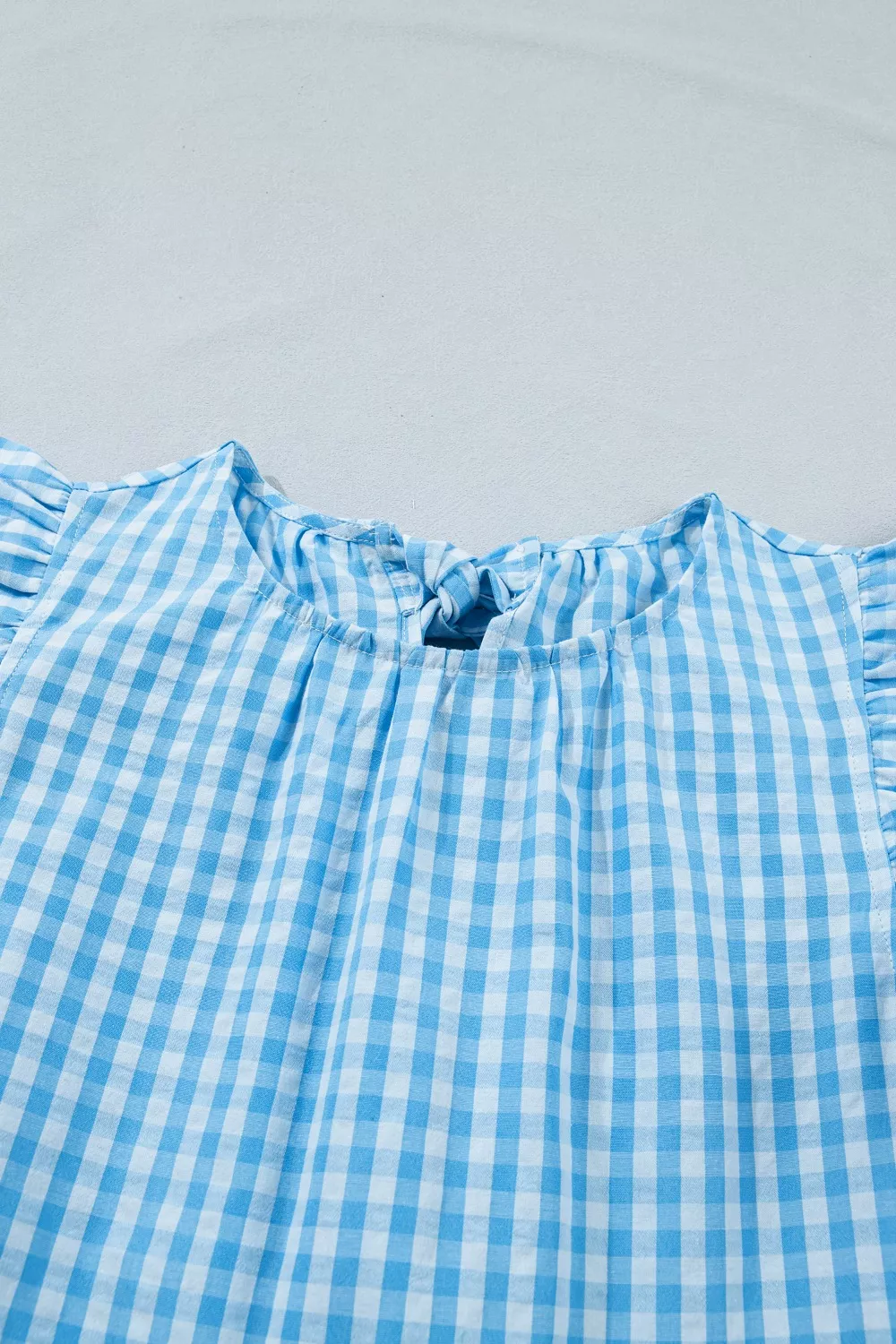 Knot Back Ruffled Short Sleeve Gingham Maxi Dress, image 4