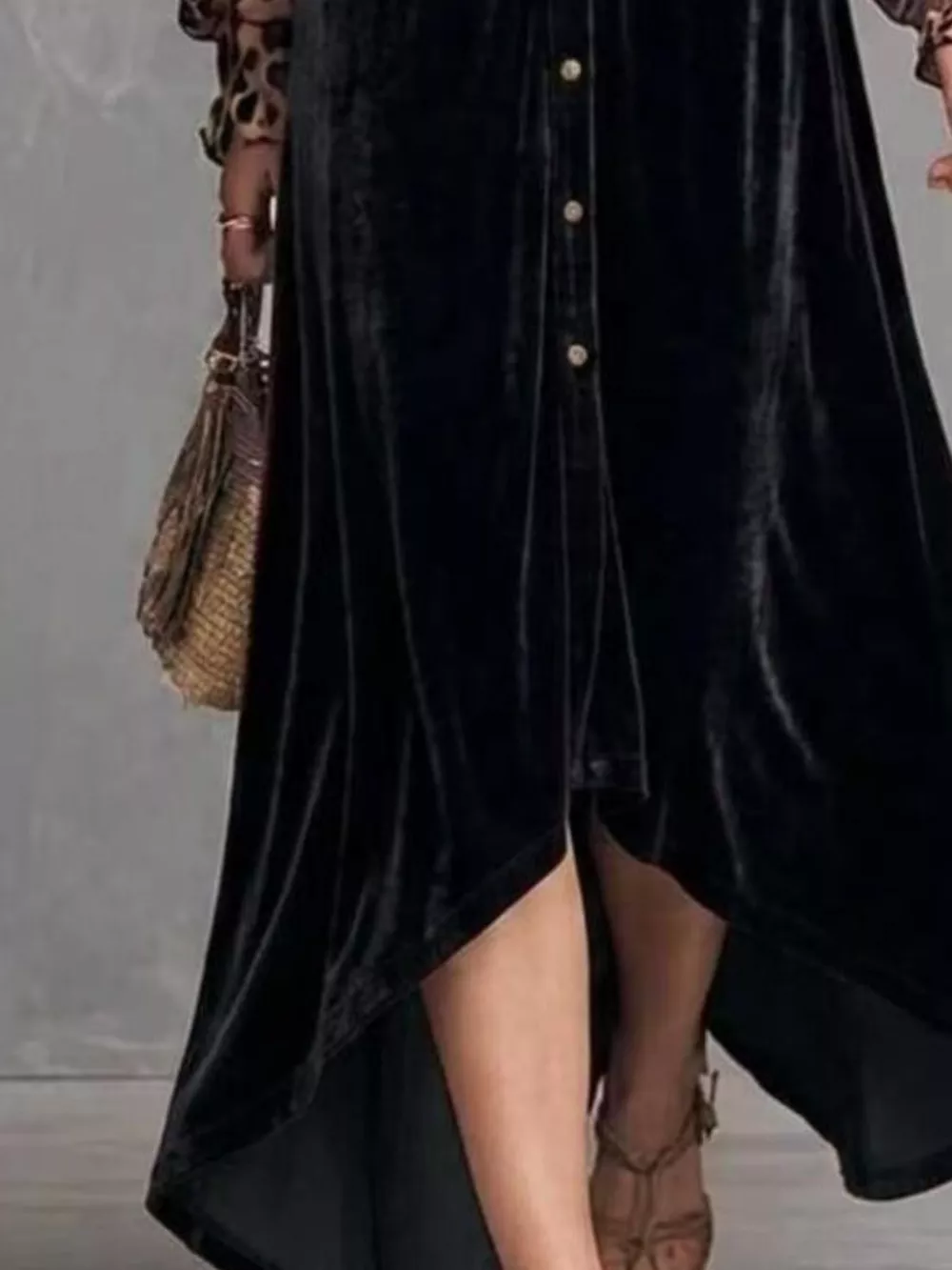Leopard Velvet Button-Down Maxi Dress, image 8