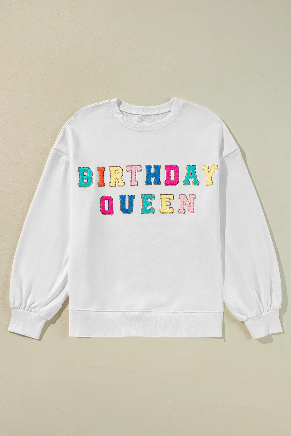 BIRTHDAY QUEEN Sequin Round Neck Long Sleeve Sweatshirt, image 4